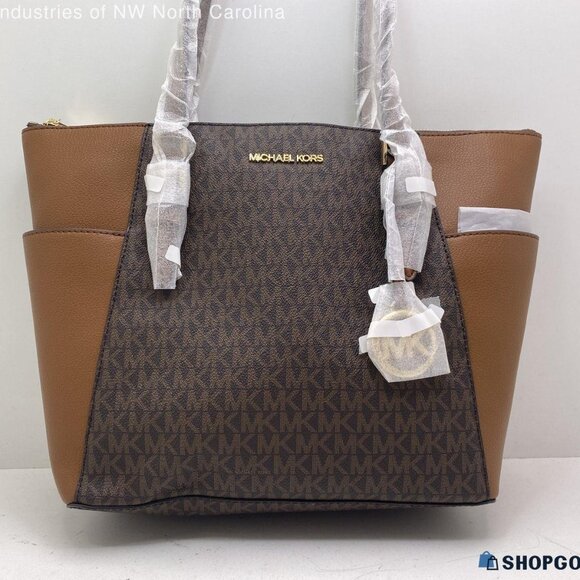 NWT Michael Kors Brown Leather Charlotte Tote bag - Picture 1 of 7